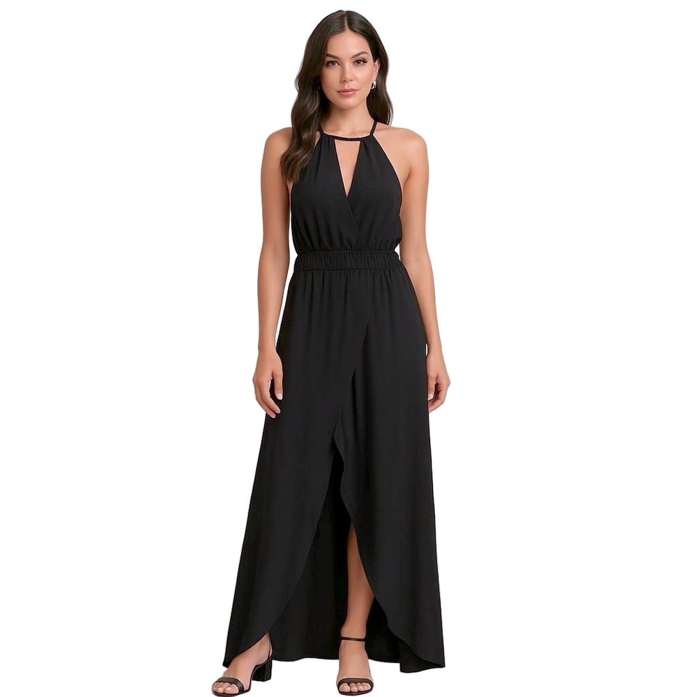 Express Runway Sample Black High-Low Halter Romper Dress Evening Size 6 New - Picture 3 of 16